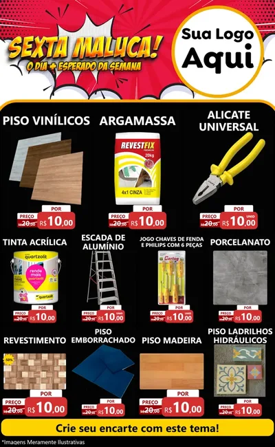 Modelo de Encarte para Encarte Grande com o tema Sexta Maluca! para Material para Construção
