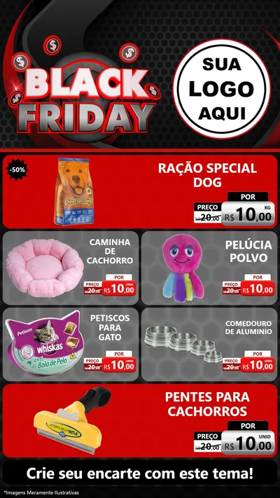 Modelo de TV para TV Vertical com o tema Black Friday para Pet Shop
