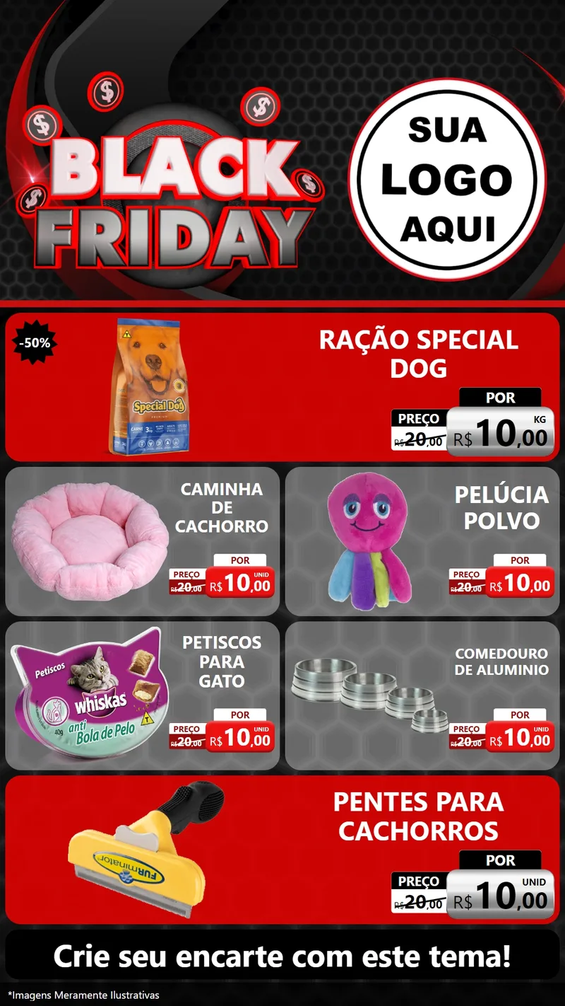 Modelo de TV para TV Vertical com o tema Black Friday para Pet Shop