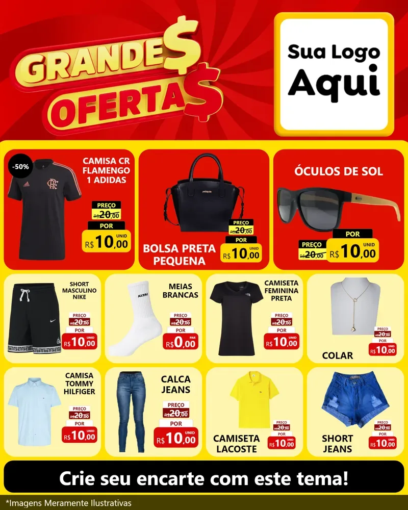 Modelo de Rede Social para Feed Instagram com o tema Grandes Ofertas para Roupas e acessórios