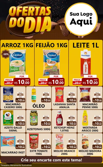 Modelo de Encarte para Encarte Grande com o tema Ofertas do Dia para Supermercado
