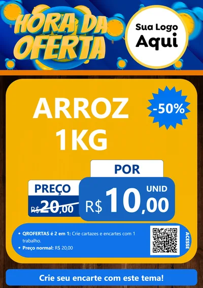 Modelo de Cartaz para Cartaz A4 Vertical com o tema Hora da Oferta para Supermercado