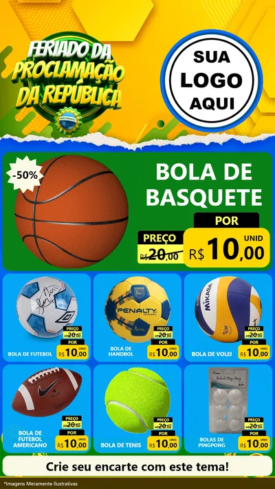 Modelo de Rede Social para Stories com o tema Feriado da Proclamação da República para Artigos Esportivos