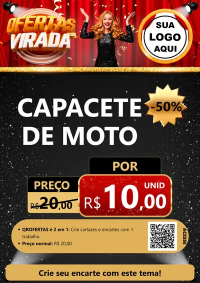 Modelo de Cartaz para Cartaz A4 Vertical com o tema Ofertas da Virada para Moto peças