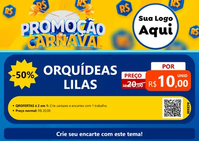 Modelo de Cartaz para Cartaz A4 Horizontal com o tema Promoção de Carnaval para Floricultura e jardim