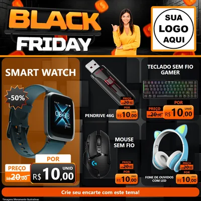 Modelo de Rede Social para Feed Facebook com o tema Black Friday para Informática