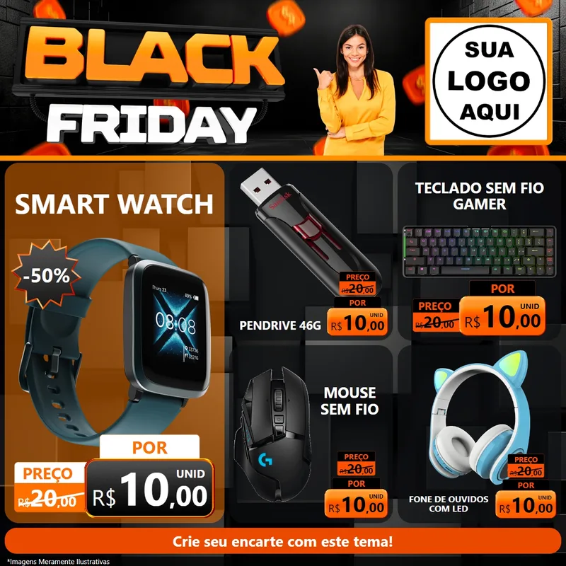 Modelo de Rede Social para Feed Facebook com o tema Black Friday para Informática