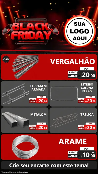 Modelo de TV para TV Vertical com o tema Black Friday para Ferragens