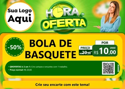 Modelo de Cartaz para Cartaz A4 Horizontal com o tema Hora da Oferta para Artigos Esportivos
