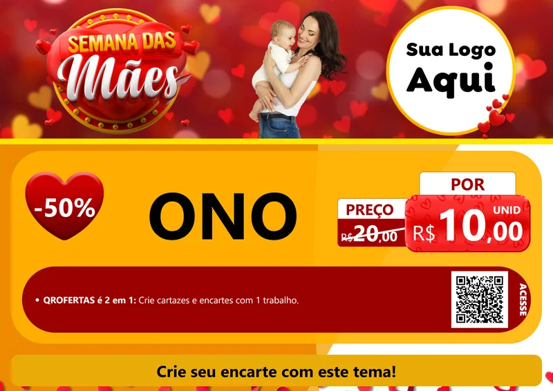 Modelo de Cartaz para Cartaz A4 Horizontal com o tema Semana das Mães para Óticas