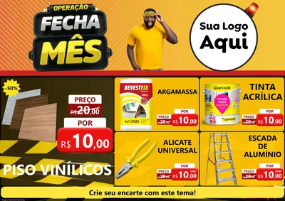 Modelo de Encarte para Encarte A4 Horizontal com o tema Operação Fecha Mês para Material para Construção