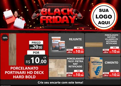 Modelo de Encarte para Encarte A4 Horizontal com o tema Black Friday para Pisos e revestimentos