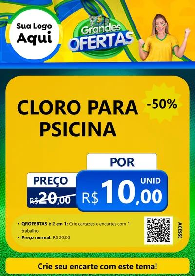 Modelo de Cartaz para Cartaz A4 Vertical com o tema Grandes Ofertas para Produtos para Piscina