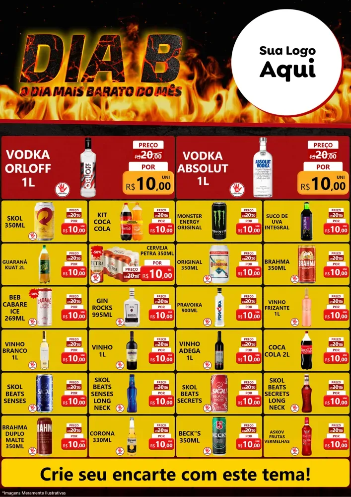Modelo de Encarte para Encarte A4 Vertical com o tema Dia B para Distribuidora de bebidas