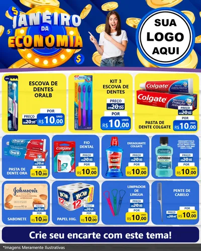 Modelo de Rede Social para Feed Instagram com o tema Janeiro da Economia para Higiene Pessoal