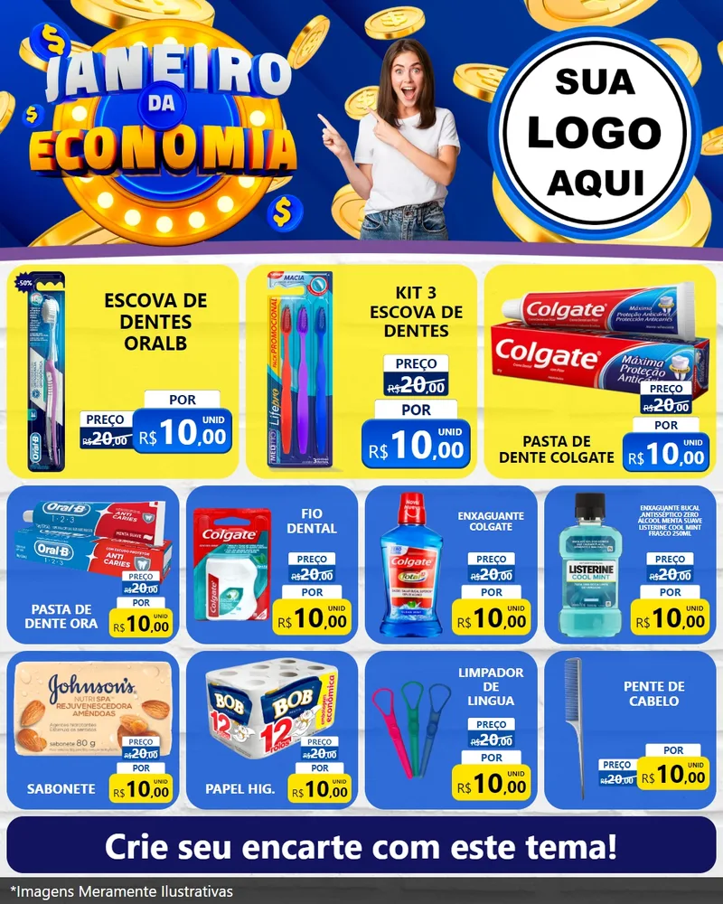 Modelo de Rede Social para Feed Instagram com o tema Janeiro da Economia para Higiene Pessoal