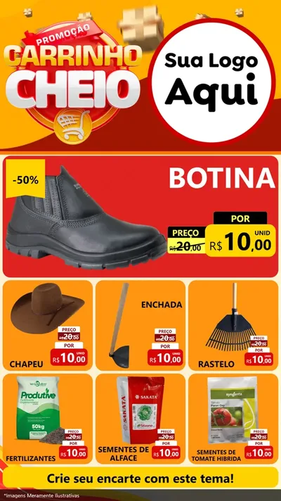 Modelo de Rede Social para Stories com o tema Promoção carrinho cheio para Agropecuária
