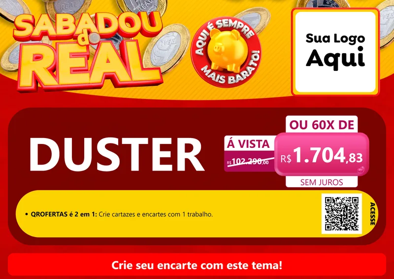 Modelo de Cartaz para Cartaz A4 Horizontal com o tema Sabadou do Real para Concessionaria de Carros