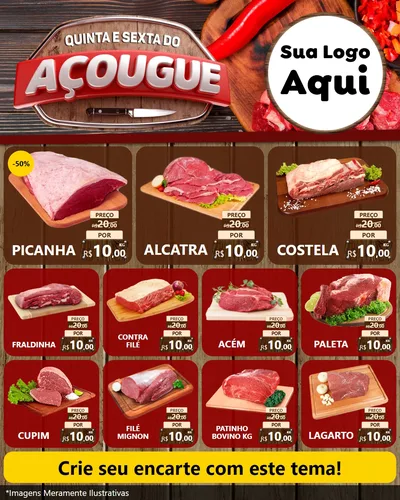 Modelo de Rede Social para Feed Instagram com o tema Quinta e Sexta do Açougue para Açougue
