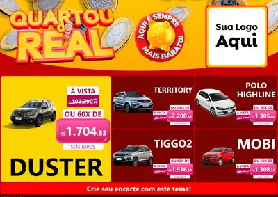 Modelo de Encarte para Encarte A4 Horizontal com o tema Quartou do Real para Concessionaria de Carros
