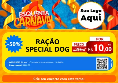 Modelo de Cartaz para Cartaz A4 Horizontal com o tema Esquenta de Carnaval para Pet Shop