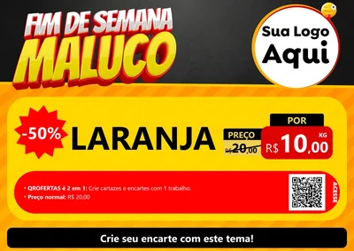 Modelo de Cartaz para Cartaz A4 Horizontal com o tema Final de Semana Maluco para Hortifrúti