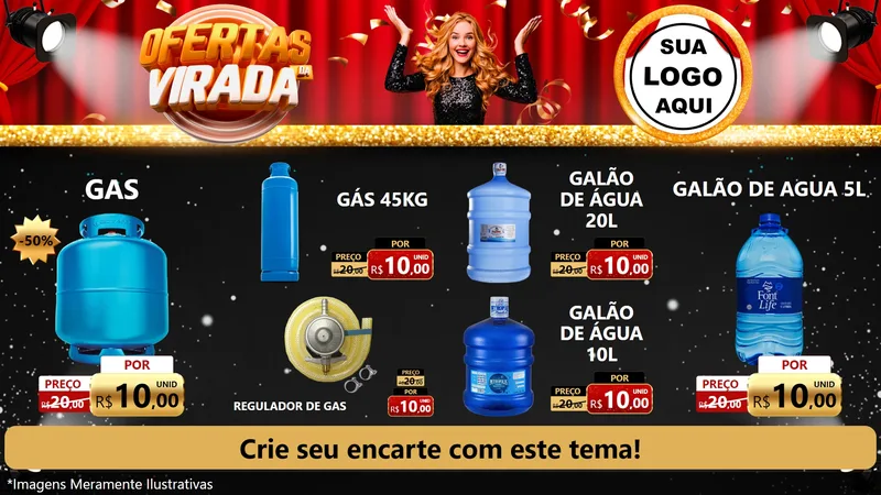 Modelo de TV para TV Horizontal com o tema Ofertas da Virada para Água e gás