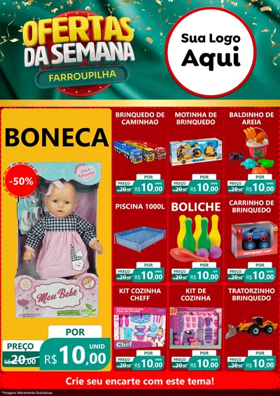 Modelo de Encarte para Encarte A4 Vertical com o tema Ofertas da Semana Farroupilha para Brinquedos