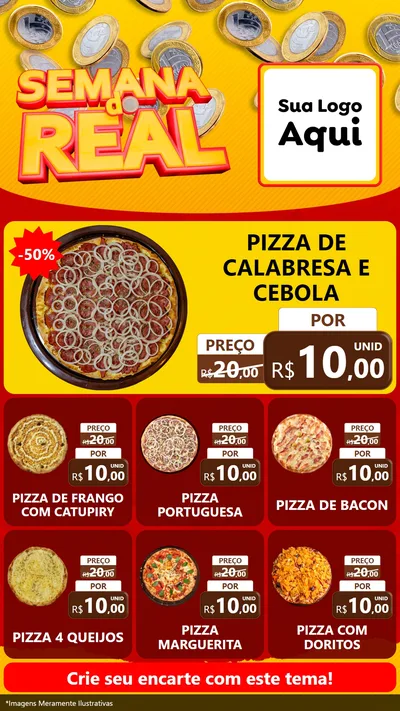 Modelo de Rede Social para Stories com o tema Semana do Real para Pizzaria