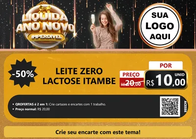 Modelo de Cartaz para Cartaz A4 Horizontal com o tema Liquida Ano Novo Imperdível para Frios e Laticínios