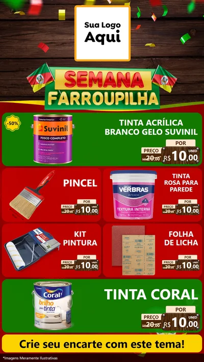 Modelo de TV para TV Vertical com o tema Semana Farroupilha para Tintas e Ferramentas