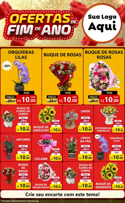 Modelo de Encarte para Encarte Grande com o tema Ofertas de Fim de Ano para Floricultura e jardim
