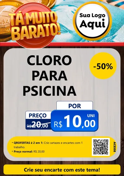 Modelo de Cartaz para Cartaz A4 Vertical com o tema Está Muito Barato para Produtos para Piscina