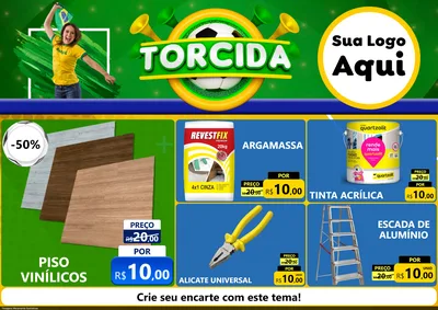 Modelo de Encarte para Encarte A4 Horizontal com o tema Torcida para Material para Construção