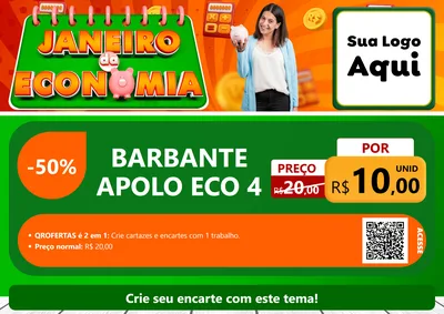 Modelo de Cartaz para Cartaz A4 Horizontal com o tema Janeiro da Economia para Armarinho e Aviamentos