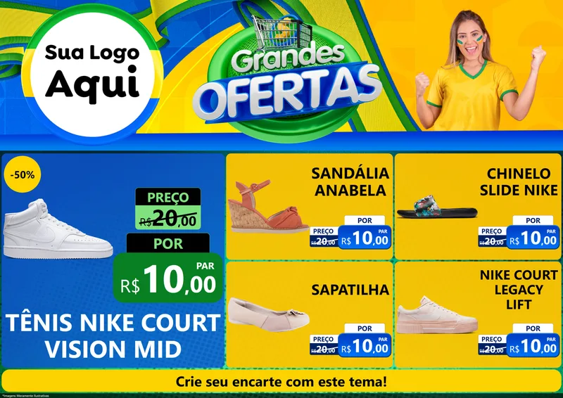 Modelo de Encarte para Encarte A4 Horizontal com o tema Grandes Ofertas para Calçados