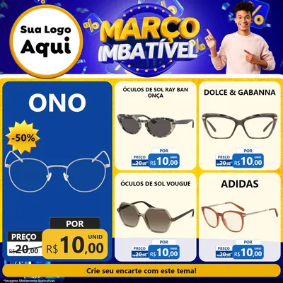 Modelo de Rede Social para Feed Facebook com o tema Março Imbatível para Óticas