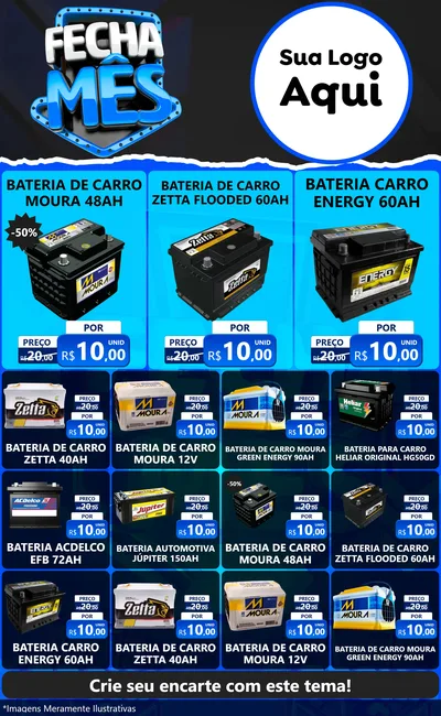 Modelo de Encarte para Encarte Grande com o tema Fecha Mês para Baterias Elétricas