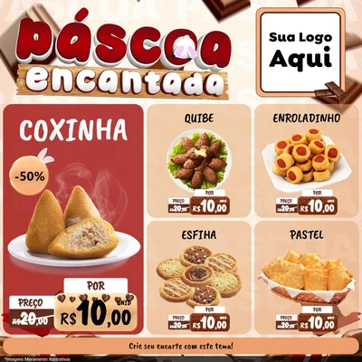 Modelo de Rede Social para Feed Facebook com o tema Páscoa Encantada para Salgadaria