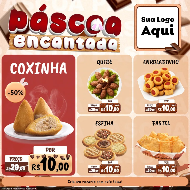 Modelo de Rede Social para Feed Facebook com o tema Páscoa Encantada para Salgadaria