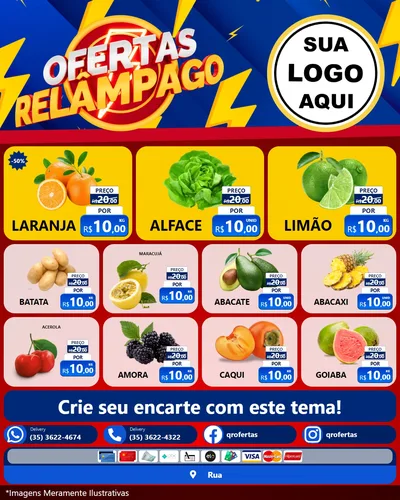Modelo de Rede Social para Feed Instagram com o tema Ofertas Relâmpago para Hortifrúti