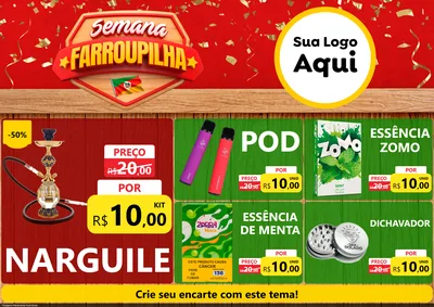 Modelo de Encarte para Encarte A4 Horizontal com o tema Semana Farroupilha para Tabacaria