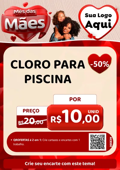 Modelo de Cartaz para Cartaz A4 Vertical com o tema Mês das Mães para Produtos para Piscina