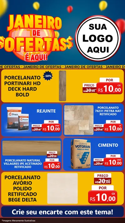 Modelo de TV para TV Vertical com o tema Janeiro de Ofertas É Aqui! para Pisos e revestimentos