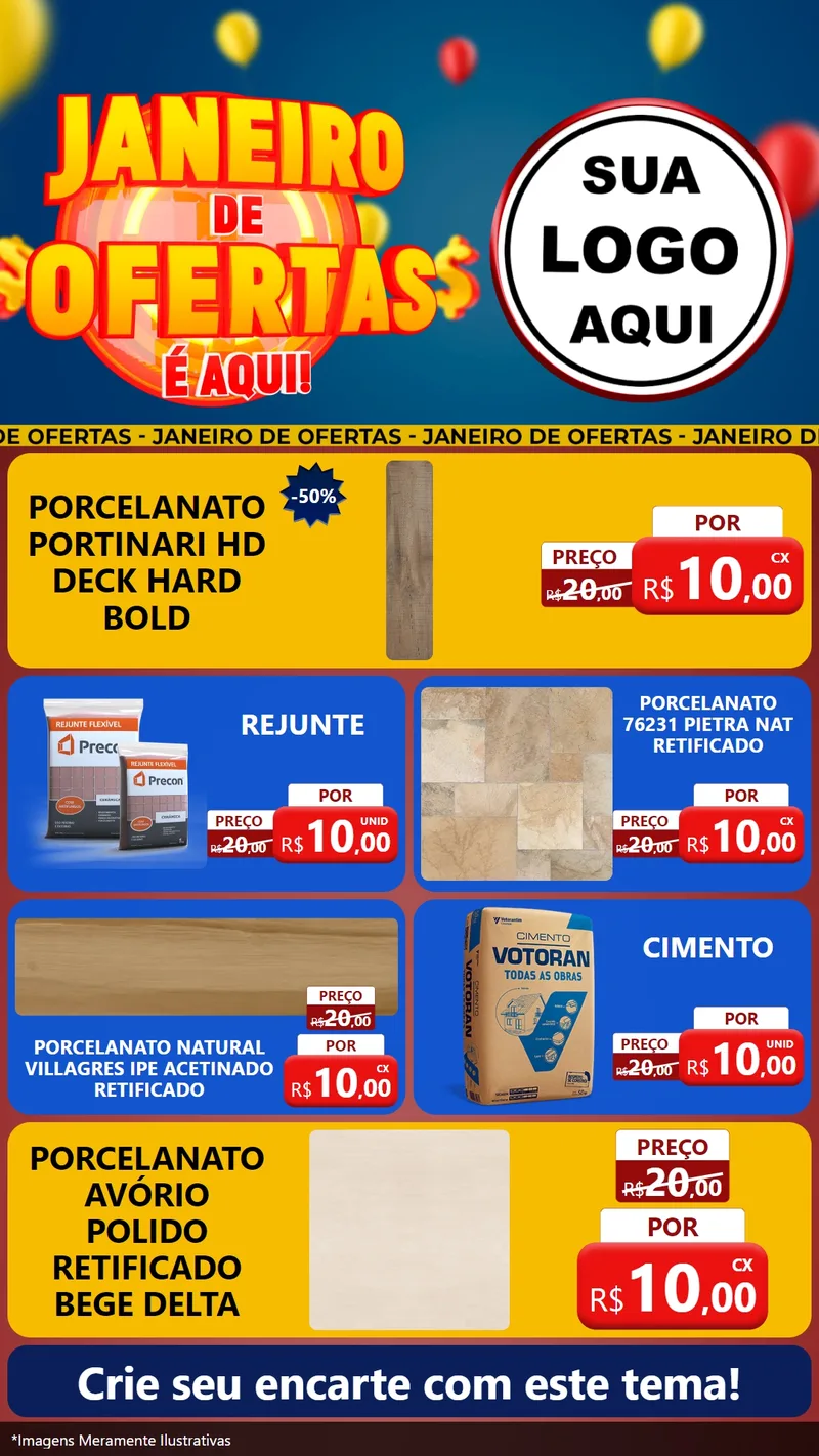 Modelo de TV para TV Vertical com o tema Janeiro de Ofertas É Aqui! para Pisos e revestimentos