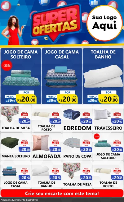 Modelo de Encarte para Encarte Grande com o tema Super Ofertas para Cama, Mesa e Banho