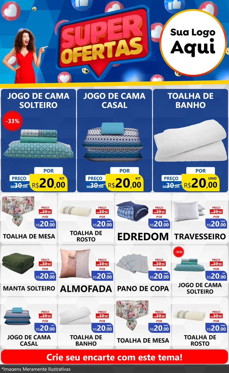 Modelo de Encarte para Encarte Grande com o tema Super Ofertas para Cama, Mesa e Banho