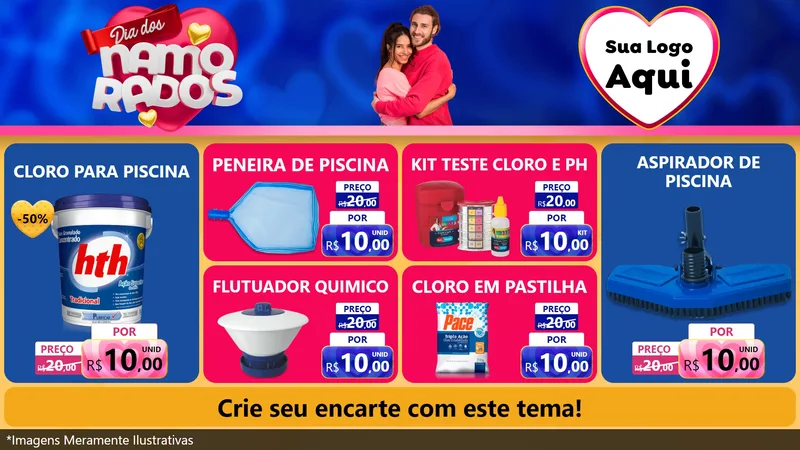 Modelo de TV para TV Horizontal com o tema Dia dos namorados para Produtos para Piscina