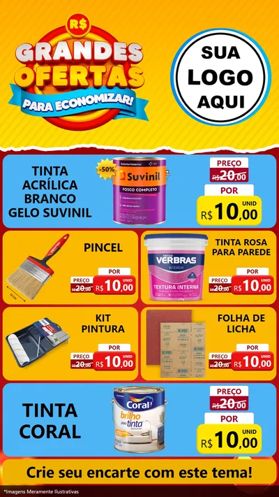 Modelo de TV para TV Vertical com o tema Grandes Ofertas Para Economizar! para Tintas e Ferramentas