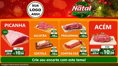 Modelo de TV para TV Horizontal com o tema Um Natal de Ofertas para Açougue